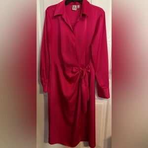 ‼️SOLD DOING LIVE 04/07/26‼️Worthington Fuchsia Button-Front Wrap Dress Large